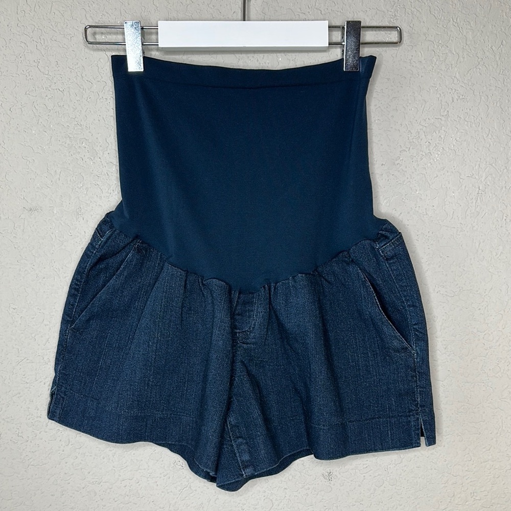 Navy Maternity Denim Shorts - Women Jean Shorts